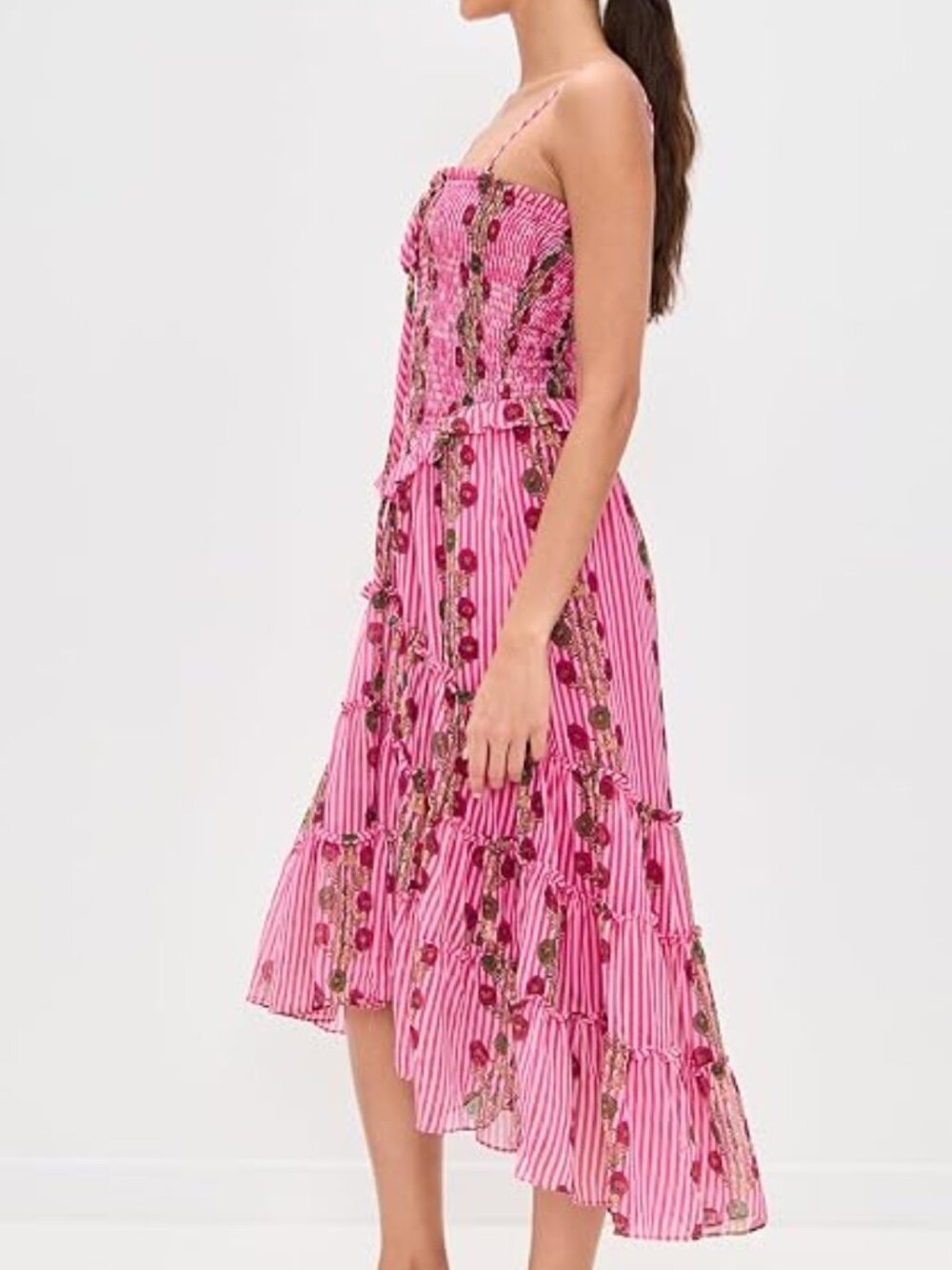 NEW NWT Free People Alejandra Pink Floral Garden Party Midi Dress - Picture 4 of 7
